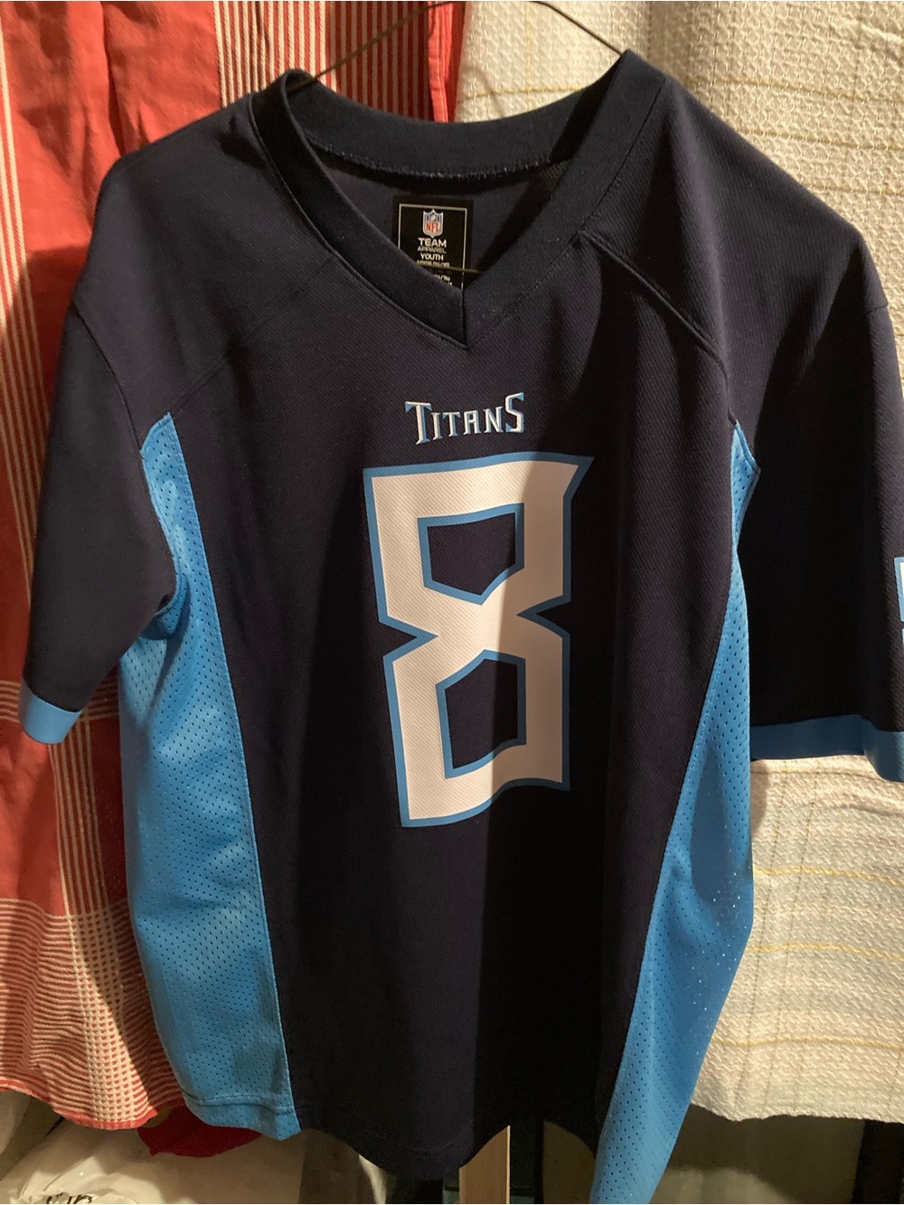 NFL Marcus Mariota Titans Youth Jersey  8 Navy & Light Blue